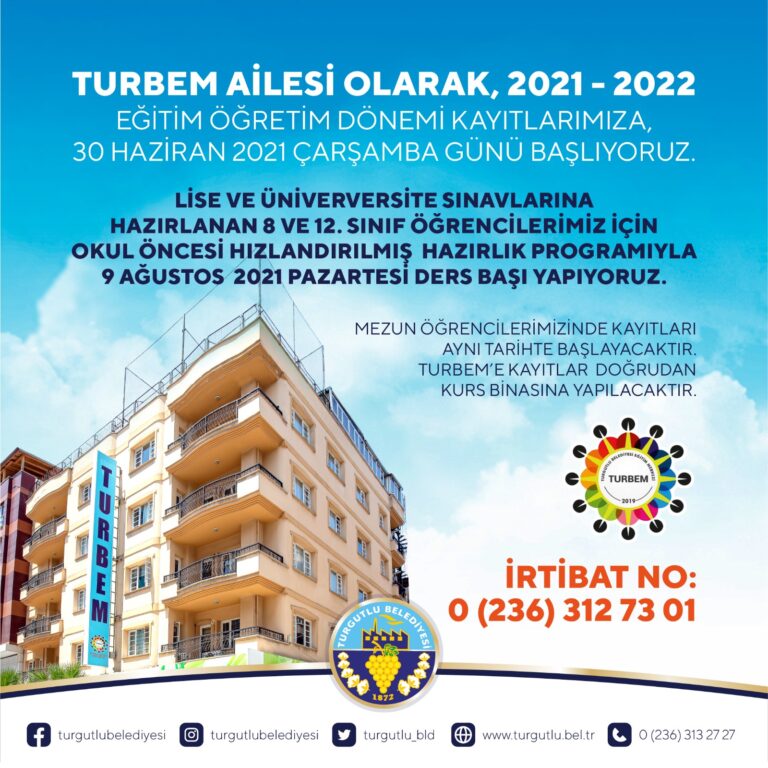 TURBEM’de Kayıtlar Başladı, Ders Başı 9 Ağustos’ta TURBEM’de Kayıtlar Başladı, Ders Başı 9 Ağustos’ta