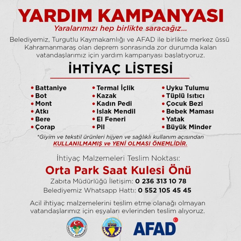 Turgutlu Yardım Elini Depremzedelere Uzatıyor Turgutlu Yardım Elini Depremzedelere Uzatıyor