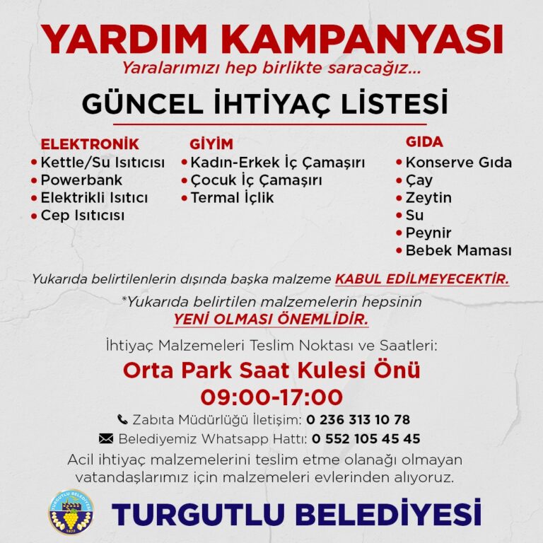 Turgutlu Belediyesi Yardım Kampanyasını Yeniden Başlattı Turgutlu Belediyesi Yardım Kampanyasını Yeniden Başlattı