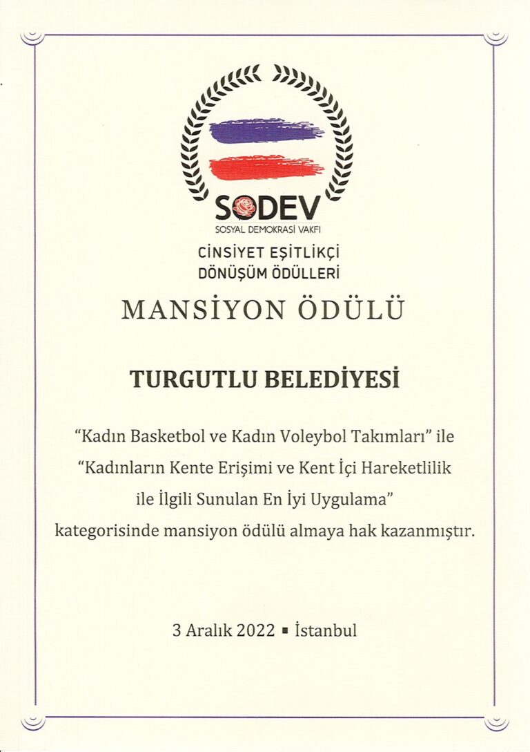 Turgutlu Belediyesine SODEV’den Ödül Turgutlu Belediyesine SODEV’den Ödül
