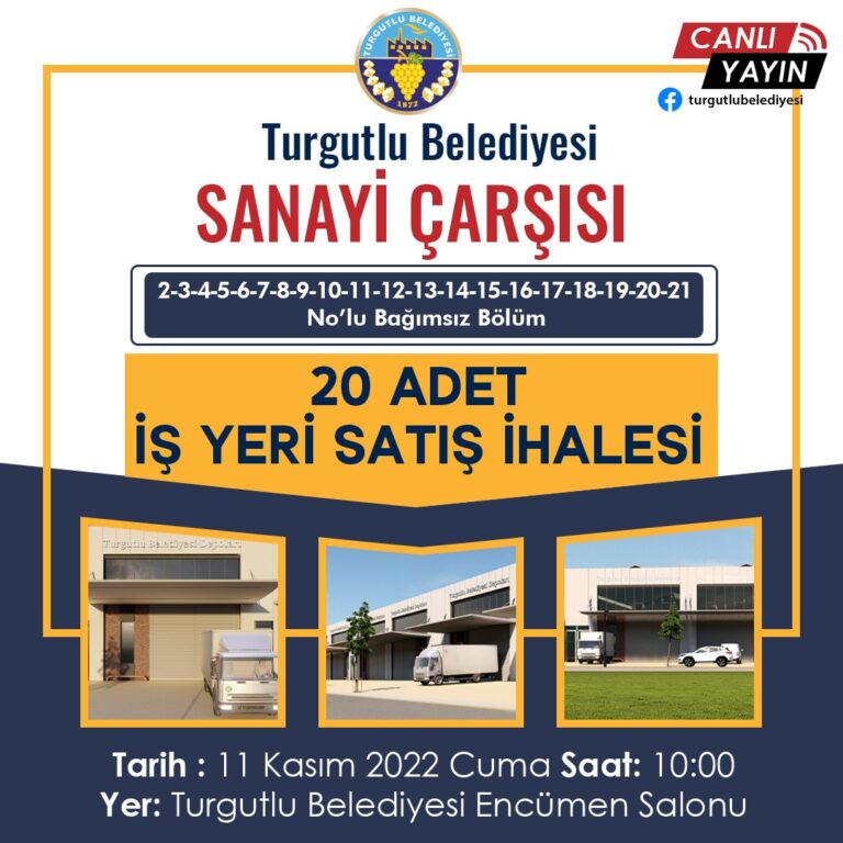 Turgutlu Belediyesi Sanayi Çarşısı Projesinde Dükkanlar Satışa Çıkıyor Turgutlu Belediyesi Sanayi Çarşısı Projesinde Dükkanlar Satışa Çıkıyor