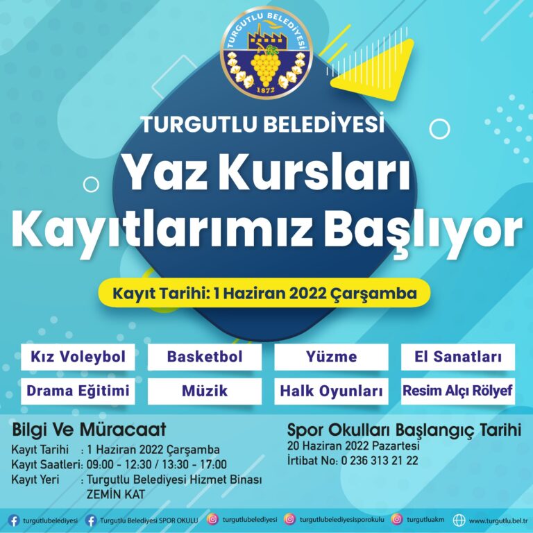 Turgutlu Belediyesi Yaz Spor Okulları ve Kültür Kursları Başlıyor Turgutlu Belediyesi Yaz Spor Okulları ve Kültür Kursları Başlıyor