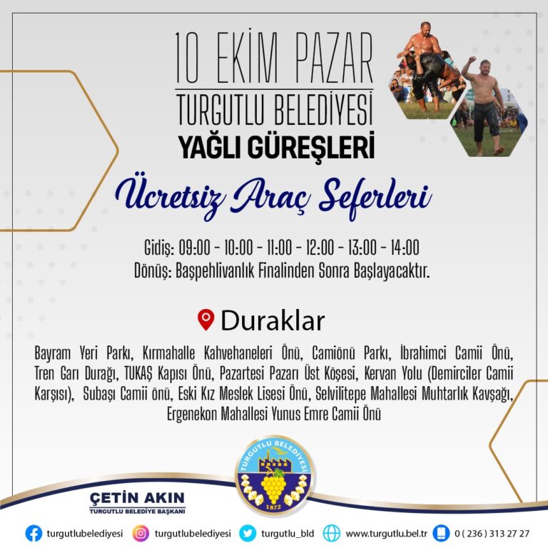 Turgutlu Belediyesinden Yağlı Güreşlere Ücretsiz Servis Turgutlu Belediyesinden Yağlı Güreşlere Ücretsiz Servis