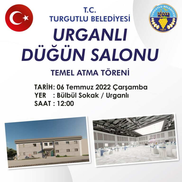 Urganlı Düğün Salonunun Temel Atma Töreni 6 Temmuz Çarşamba Günü Saat 12:00’da Urganlı Düğün Salonunun Temel Atma Töreni 6 Temmuz Çarşamba Günü Saat 12:00’da