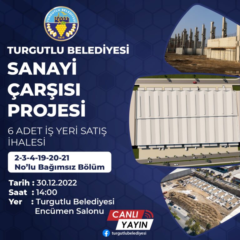 Sanayi Çarşısı Projesinde 6 Adet İş Yerinin Satış İhalesi 30 Aralık Cuma Günü Sanayi Çarşısı Projesinde 6 Adet İş Yerinin Satış İhalesi 30 Aralık Cuma Günü