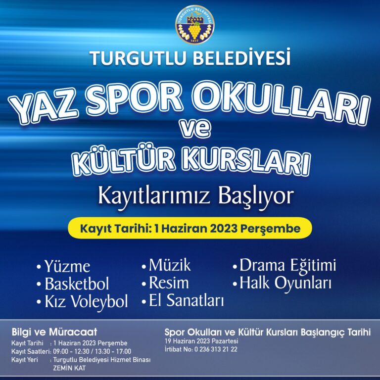 Turgutlu Belediyesi Yaz Spor Okulları ve Kültür Kursları Başlıyor