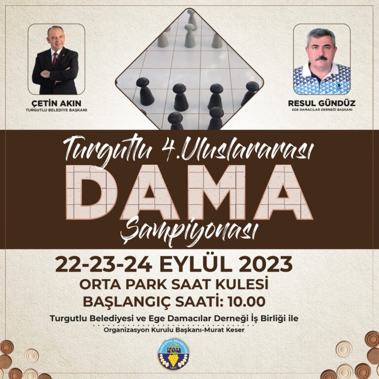 Turgutlu’da Dama Şampiyonası 22-23-24 Eylül’de