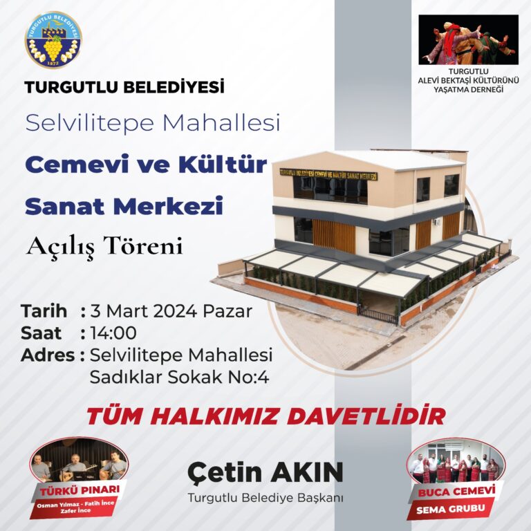 Selvilitepe Mahallesi Cemevi ve Kültür Sanat Merkezi Açılış Töreni 3 Mart Pazar Günü Selvilitepe Mahallesi Cemevi ve Kültür Sanat Merkezi Açılış Töreni 3 Mart Pazar Günü