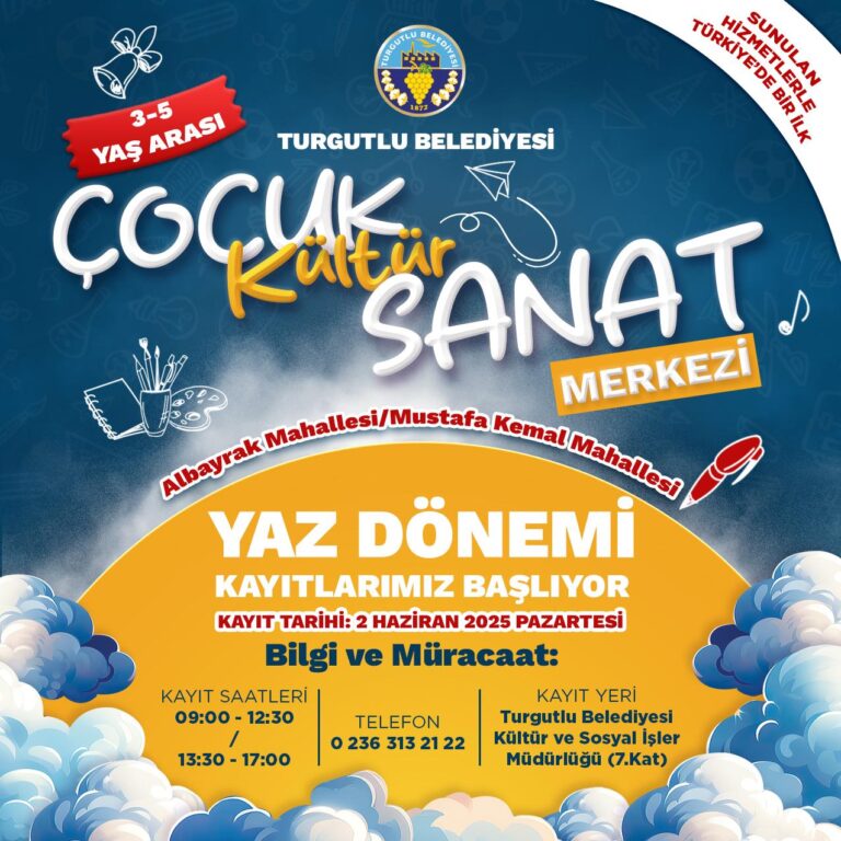 Turgutlu Belediyesinin Türkiye’de İlke İmza Attığı Çocuk Kültür Sanat Merkezinde Yaz Dönemi Başlıyor