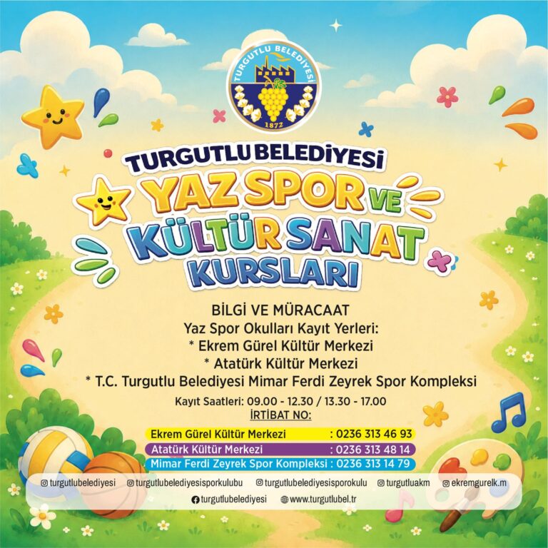Turgutlu Belediyesi Yaz Kurslarına 3 Merkezde 16 Branşlık Dev Programla Başlayacak