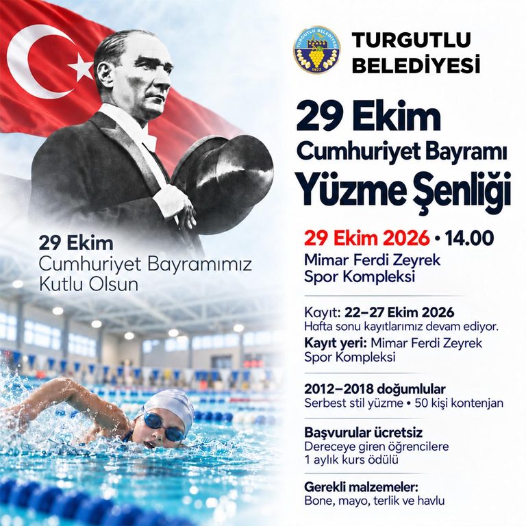 Turgutlu Belediyesinden 29 Ekim’e Özel Yüzme Şenliği